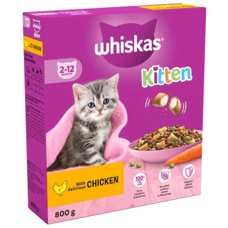 Whiskas Brown/Orange/Green Dry Kitten Food With Chicken - : 800G