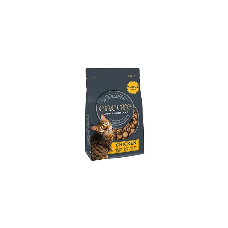 Encore Grain Complete And Free Adult Dry Cat Food, Chicken, 800 G Bag (Pack Of 3) Size 3