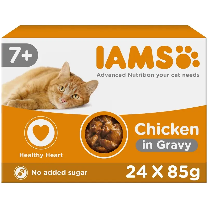 Iams Delights Wet Senior Cat Food Chicken In Gravy 24 X 85G Pouch