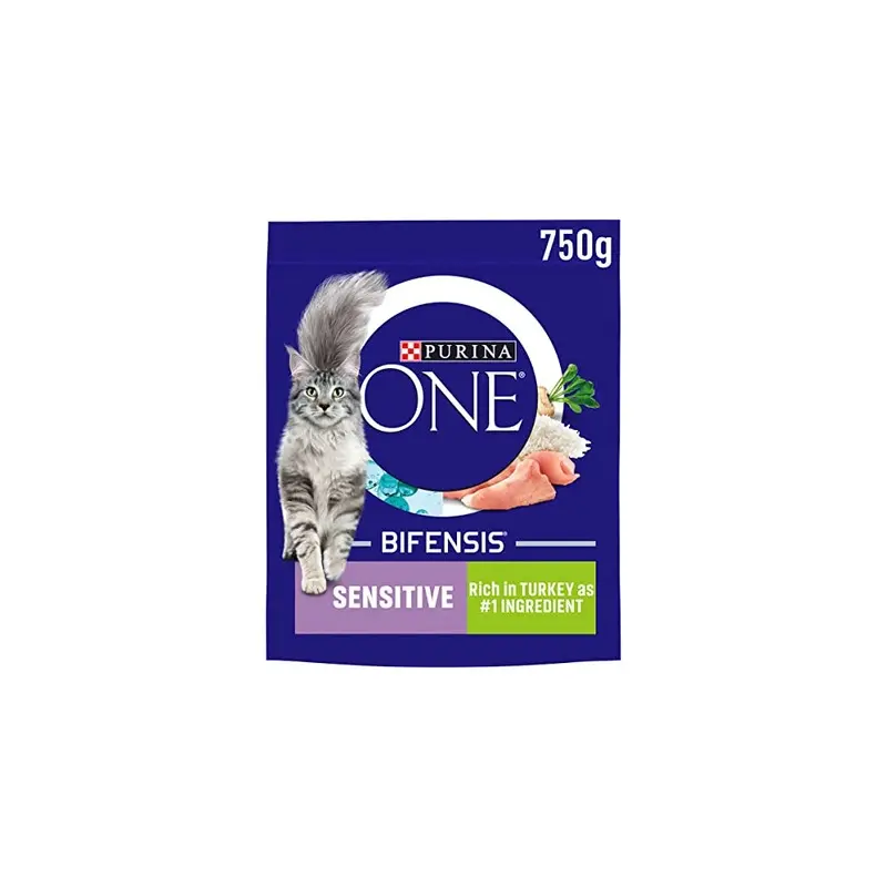 New Purina One Sensitive Dry Cat Food Rich In Turkey, Pack Of 4 12506173 750G