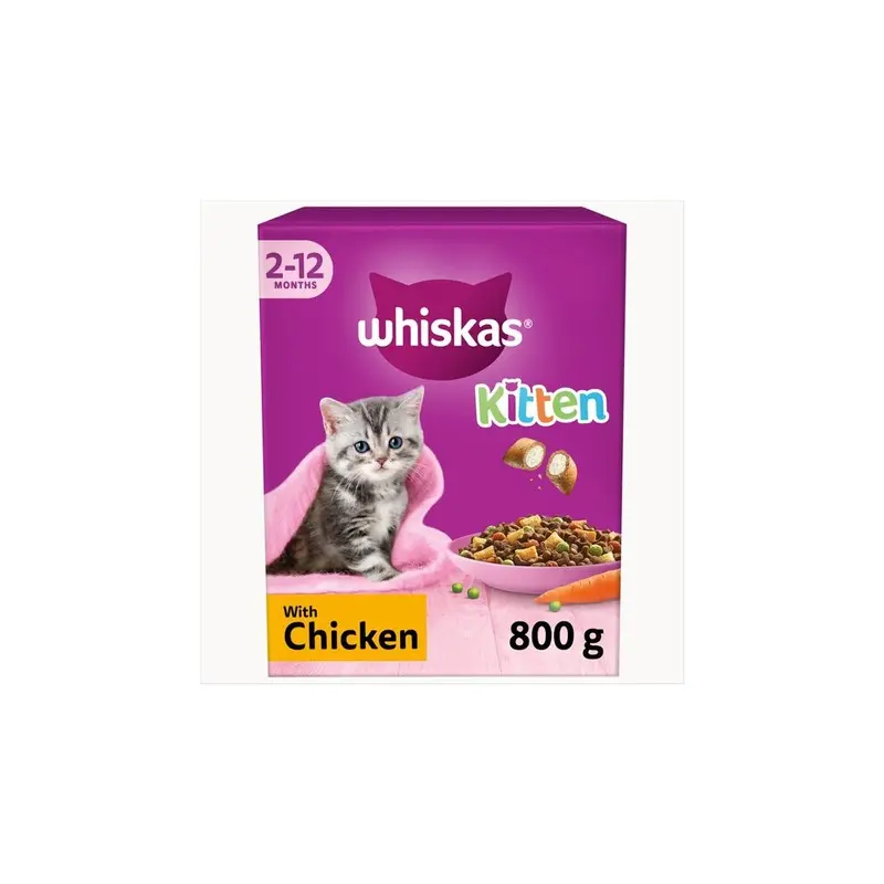Whiskas Kitten 2-12 Months Dry With Chicken (Pack Of 6) 825G