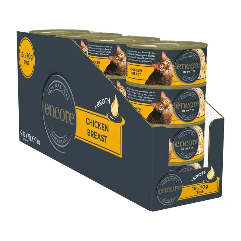Encore 100% Natural Wet Cat Food, Chicken Breast In Tin, (Pack Of 16) 70G