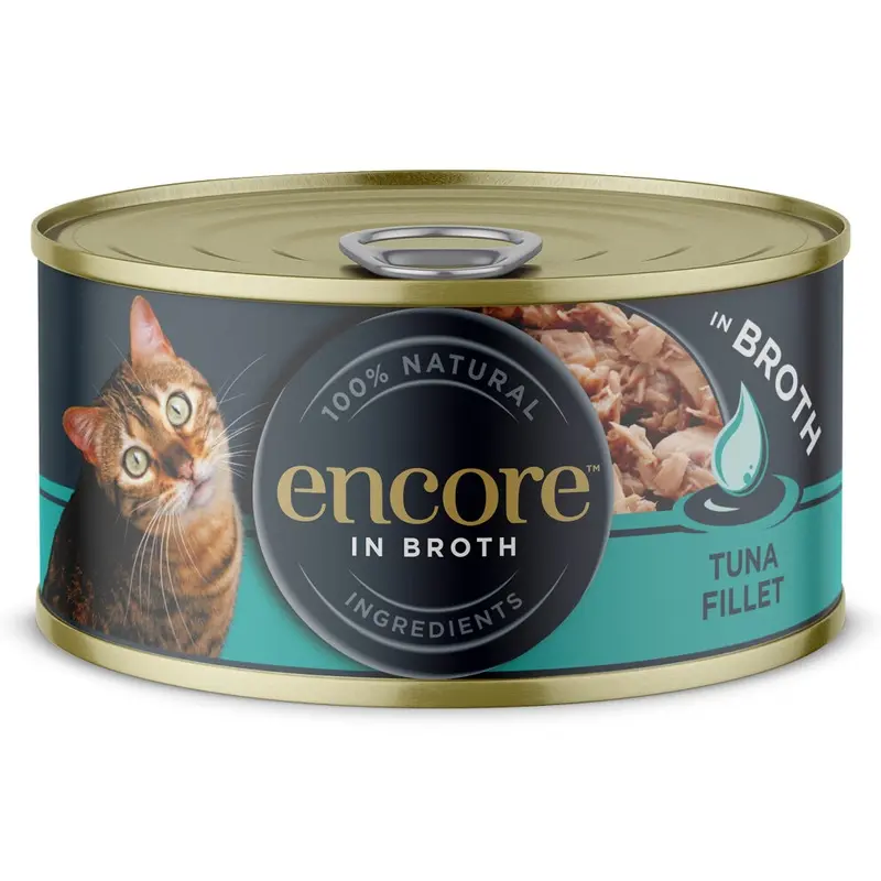 Encore 100% Natural Wet Cat Food, Tuna Fillet In Broth (Pack Of X 70G Tins) Size 16