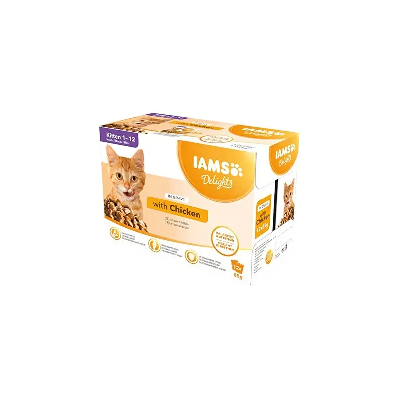 Iams Delights Wet Food For Kittens 1-12 Months With Chicken In Gravy, X 85 G Size 12