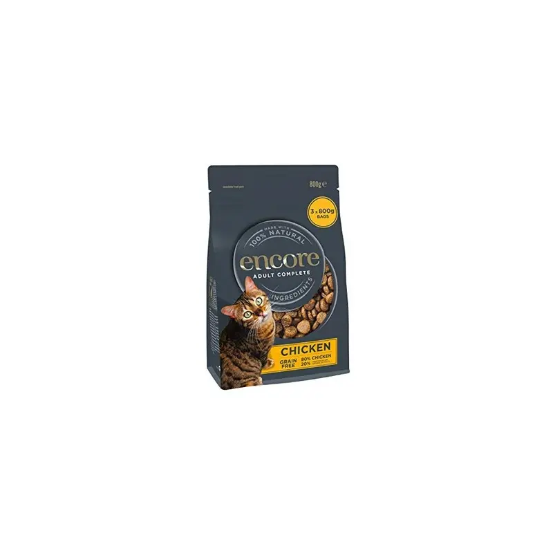 New Encore Complete And Free Adult Dry Cat Food, Chicken, 800 G (Pack Of 3) Grain Size 3