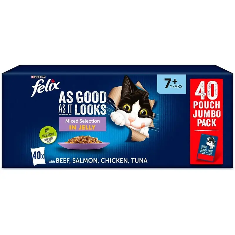 New Felix As Good As It Looks Senior 40 X 100 G Cat Mixed Selection