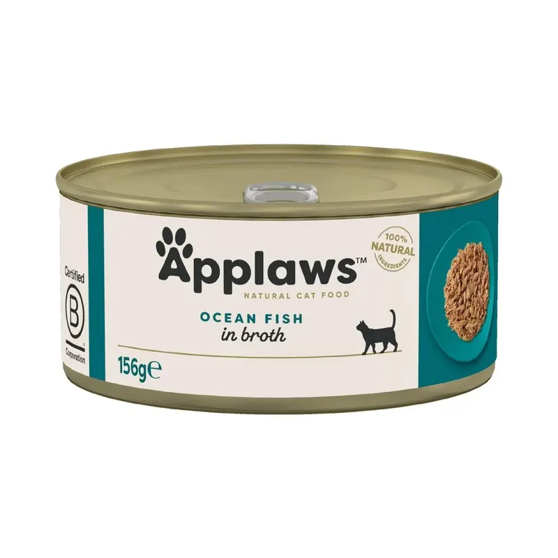 Applaws Natural Ocean Fish In Broth Tins Cat Food - X 156G Size 24