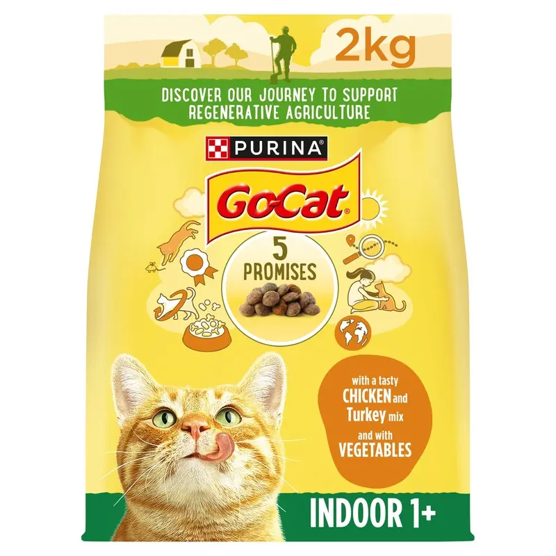 Go Cat Indoor Dry Adult Cat Food Chicken & Veg 2Kg