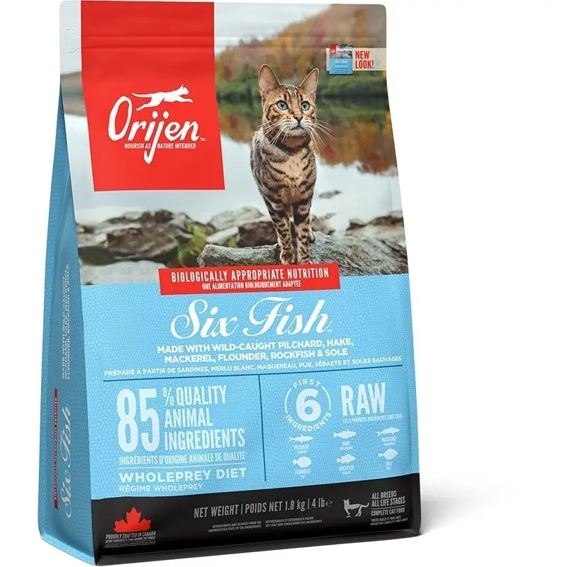 Orijen Six Fish Cat And Kitten Food - Blue/Red/Green 1.8Kg