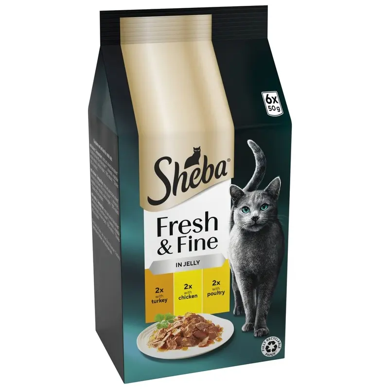 Sheba Fresh & Fine In Jelly Mini Pouches 6 X 50G - Chicken, Turkey & Poultry In Jelly