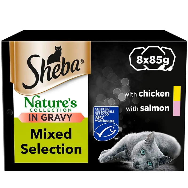 Sheba Natures Collection Wet Adult Cat Food Trays Mixed In Gravy 8 X 85G