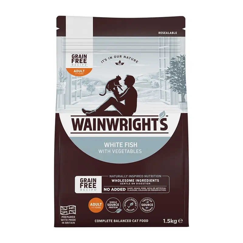 Wainwrights Grain Free Dry Adult Cat Food Whitefish With Vegetables 1.5Kg