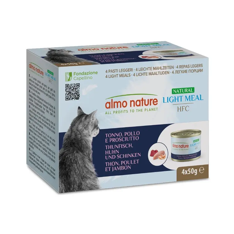 Almo Nature Hfc Natural Light Meal 4 X 50G - Tuna, Chicken & Ham