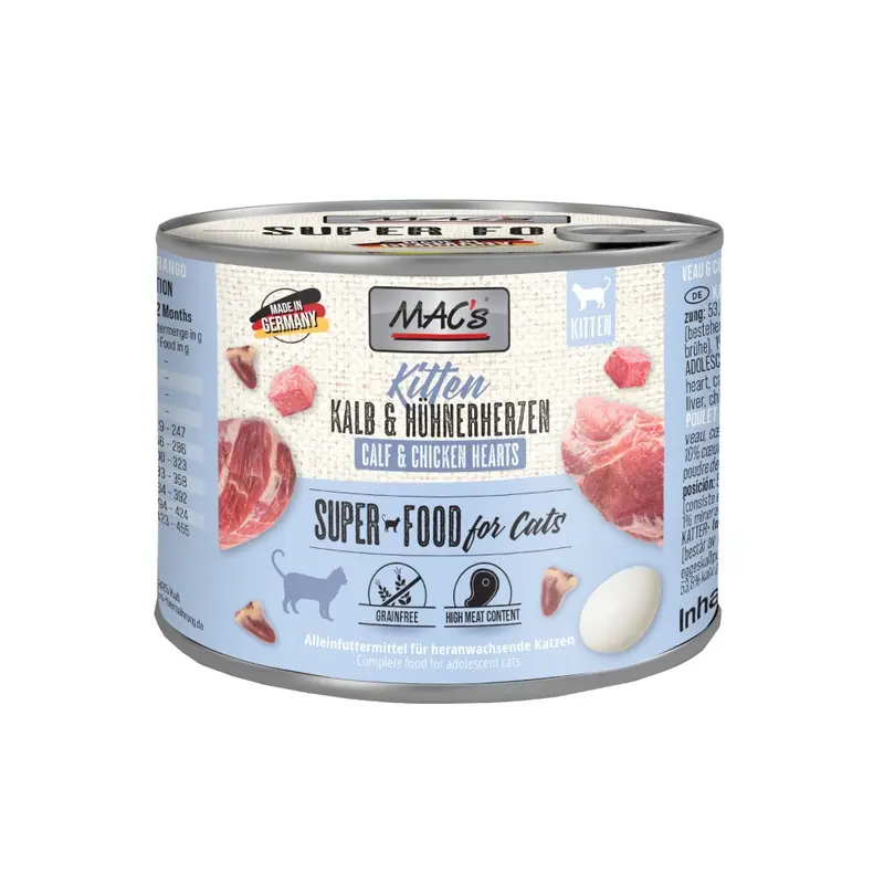 Macs Cat 6 X 200G - Kitten (Veal & Chicken Hearts)