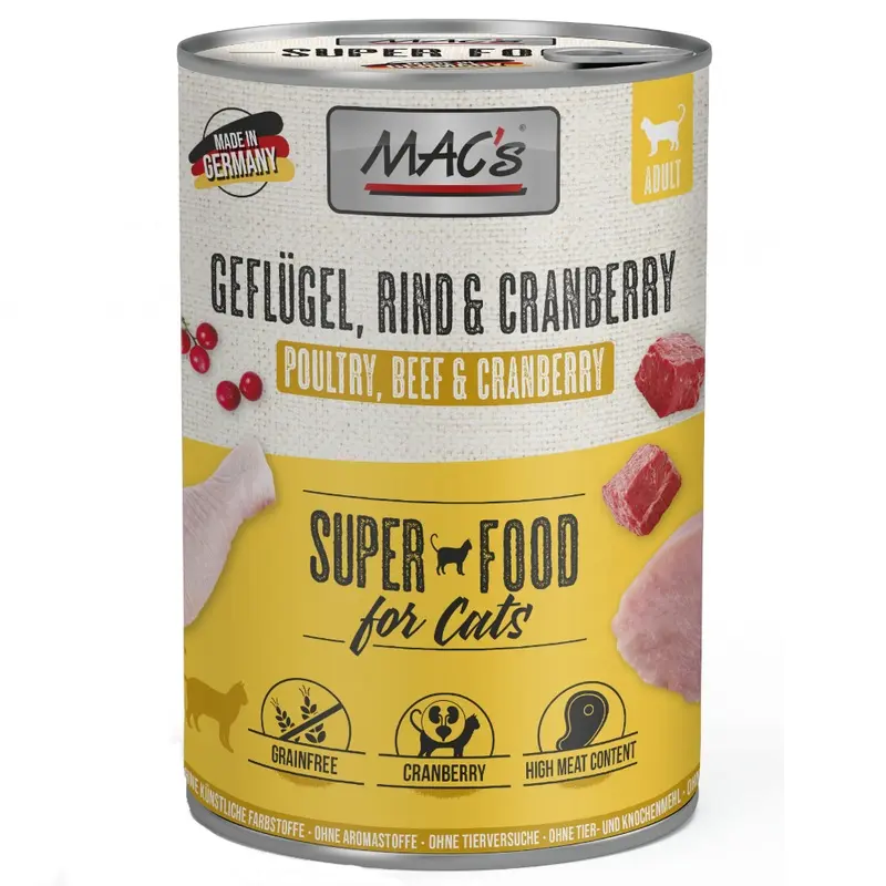 Macs Cat 6 X 400G - Poultry, Beef & Cranberry