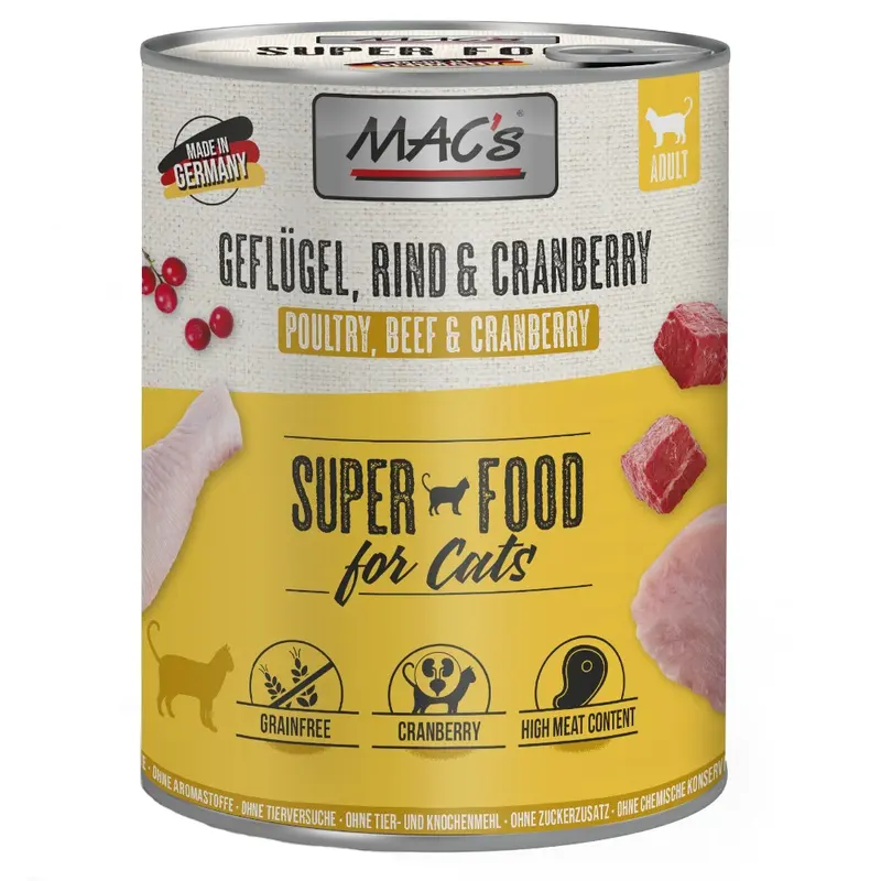 Macs Cat 6 X 800G - Poultry, Beef & Cranberry