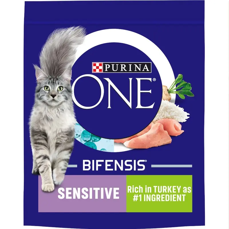 Purina One Sensitive Turkey & Rice Dry Cat Food - 750G