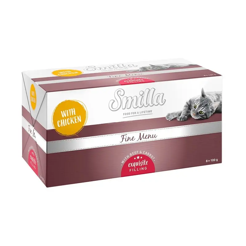 Smilla Fine Menu Exquisite Filling 8 X 100G - Chicken With Beef & Carrot