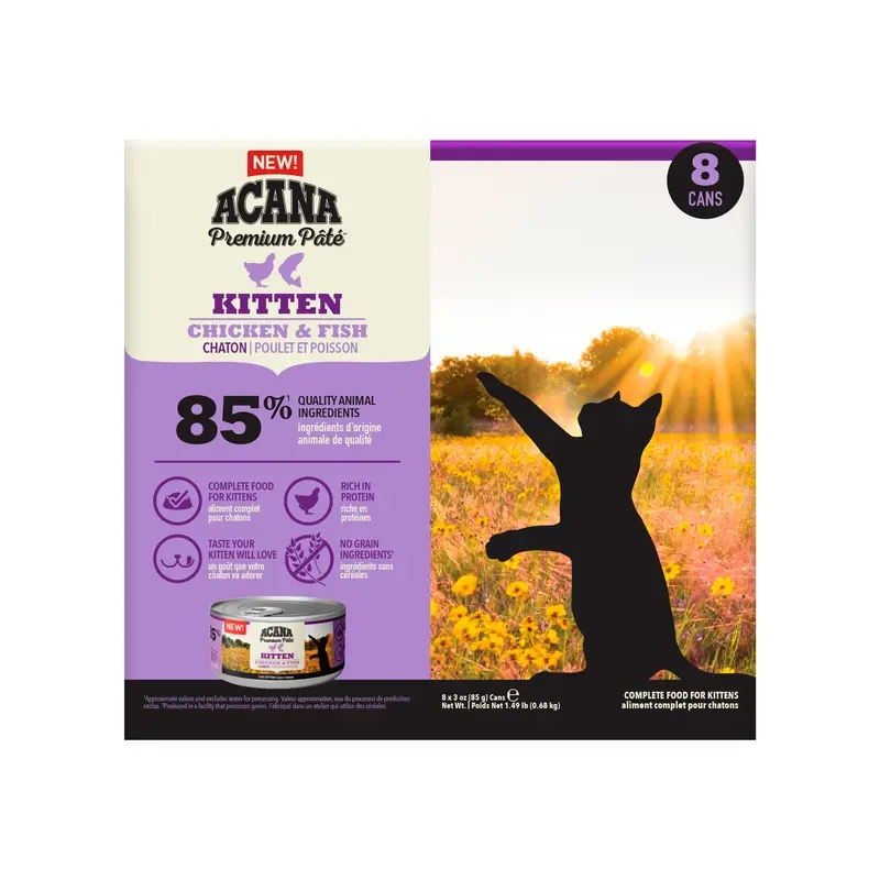 Acana Premium Pate Kitten Wet Food Chicken & Fish 8 X 85G