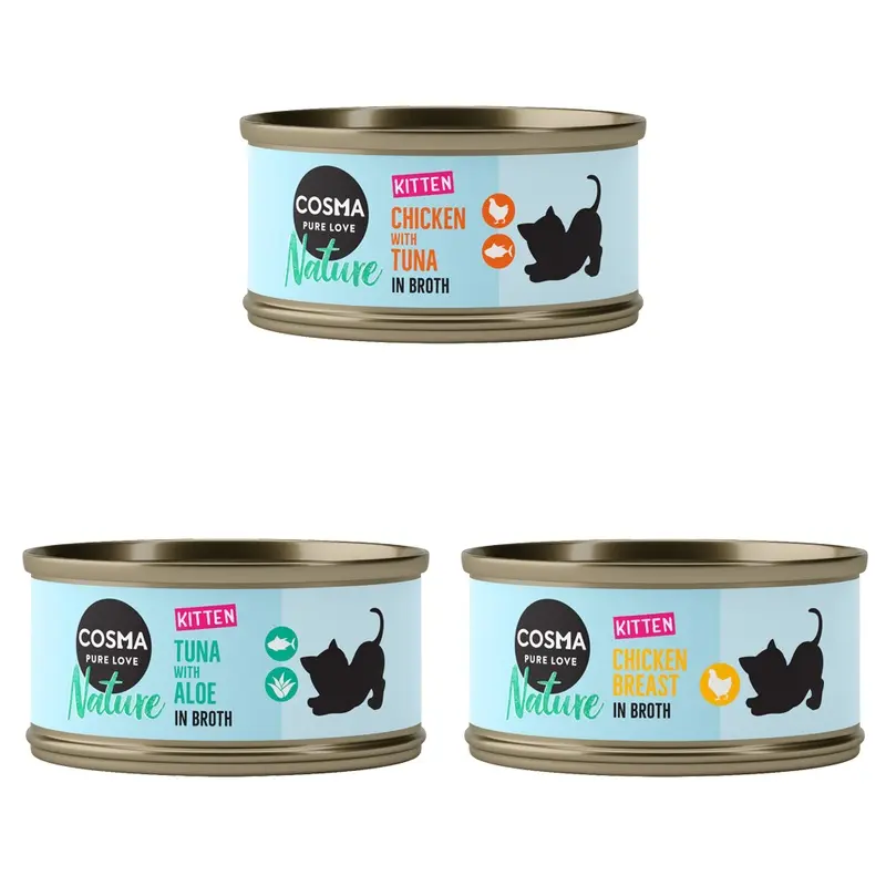 Cosma Nature Kitten 6 X 70G - Mixed Pack (3 Varieties)