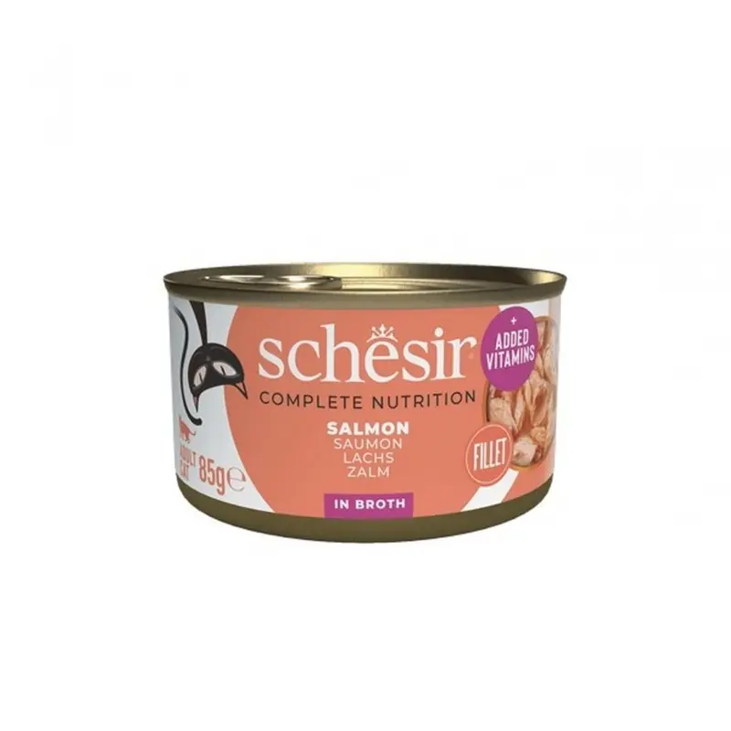 Schesir Salmon Complete Nutrition In Broth Cat Can | : 12X85g Size 2