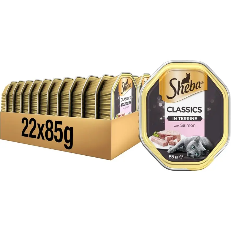 Sheba Salmon Classics Cat Food Trays In Terrine, 85 G (Pack Of 22) Size 22