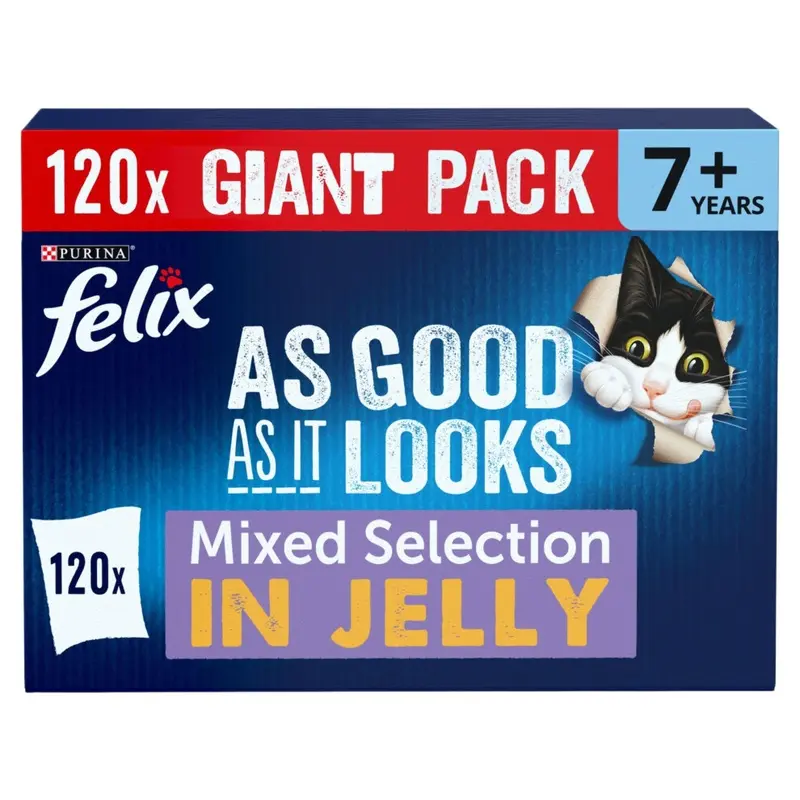 Felix As Good As It Looks Senior 7+ Mixed In Jelly Wet Cat Food 120X85g Size 2