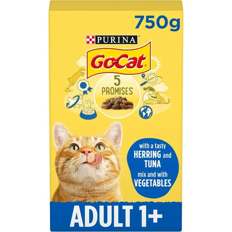 Go Cat Go-Cat Tuna, Herring And Veg Dry Adult Cat Food, Pack Of 5 750G