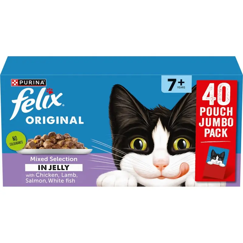 New Felix Original Senior Mixed Menu In Jelly Wet Cat Food 40X85g