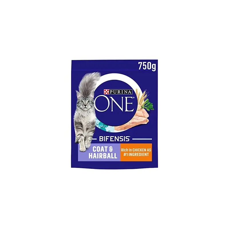 Purina One Coat And Hairball Adult Dry Cat Food With Chicken 4X750g