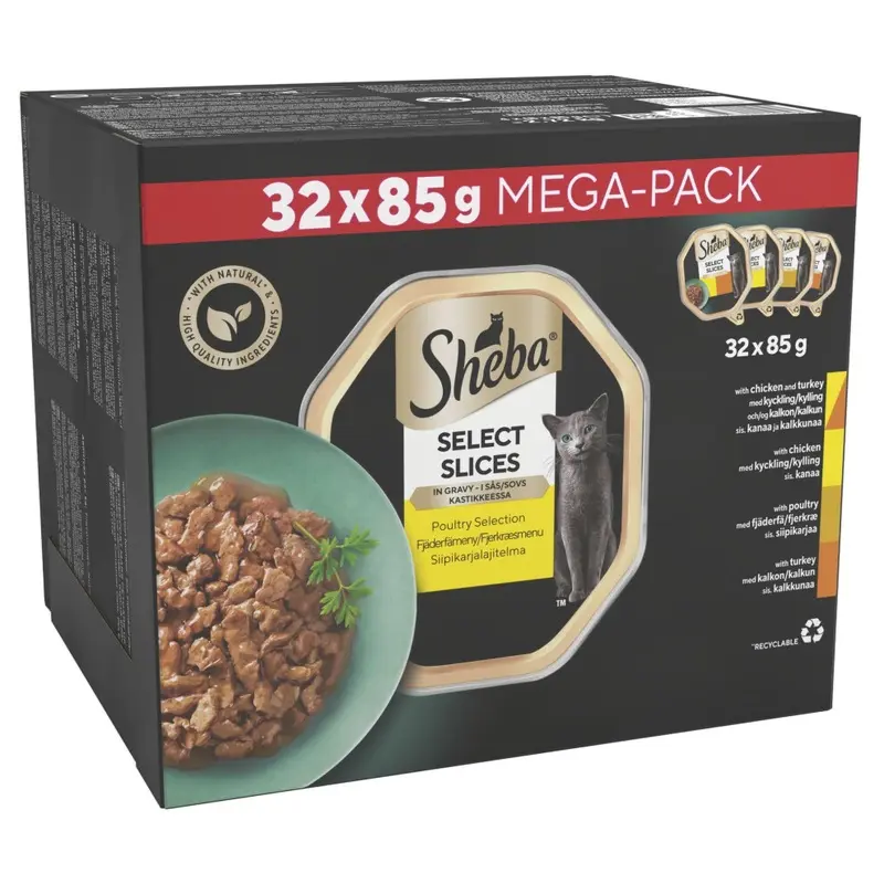 Sheba Select Slices Cat Trays Poultry Collection In Gravy X 85 G Size 32