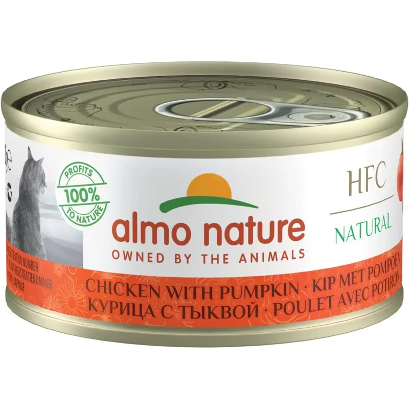 Almo Nature Hfc Natural - Wet Cat Food With Chicken & Pumpkin (Pack Of X 70G Tins) Size 24