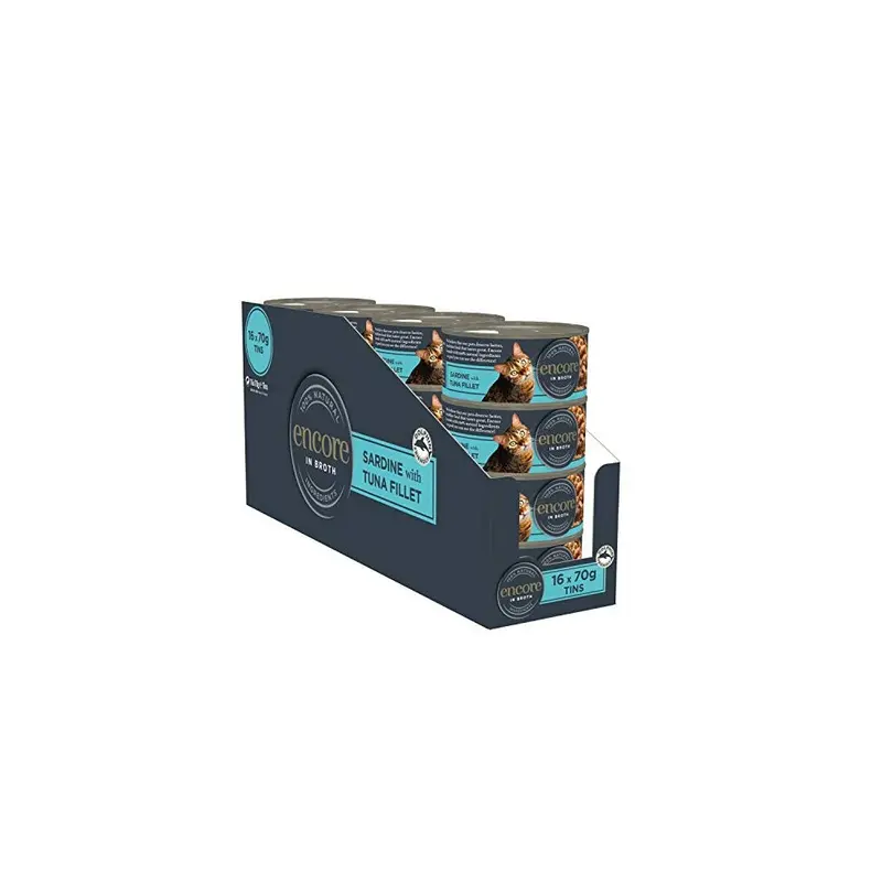 Encore 100% Natural Wet Cat Food, Sardine With Tuna Fillet In Broth, (Pack Of 16) 70G