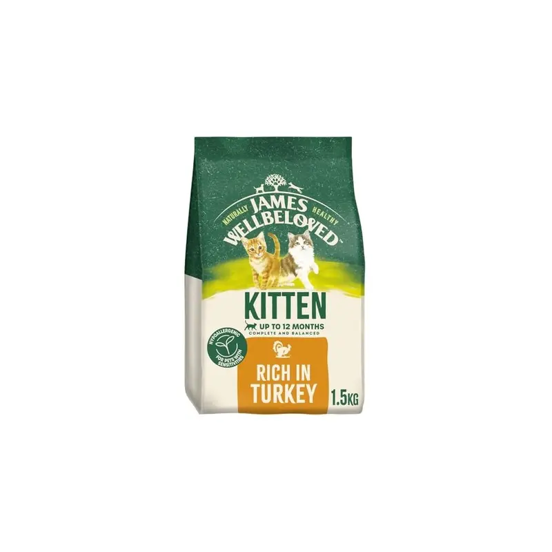 New James Wellbeloved Hypoallergenic Dry Cat Food For Kitten Turkey 1.5 Kg 1.5Kg