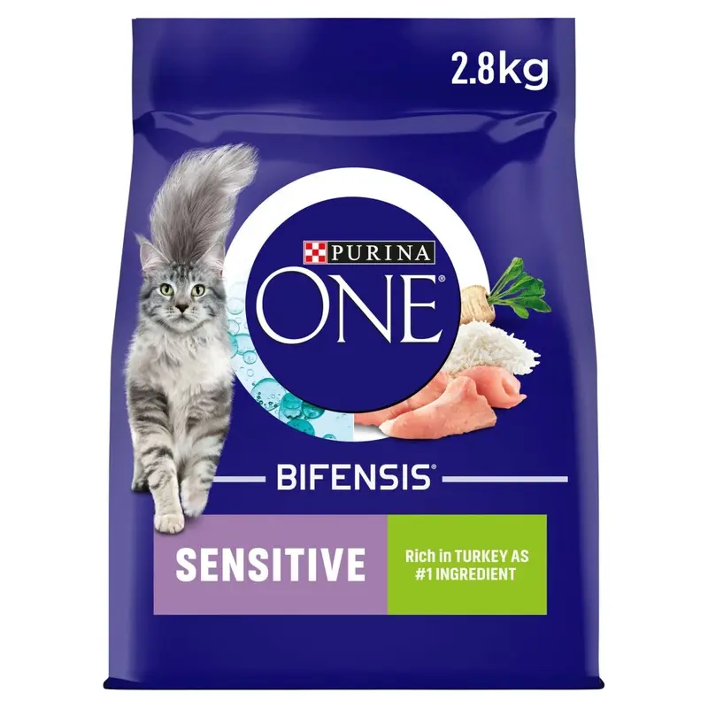 Purina One Sensitive Dry Cat Food Rich In Turkey, Pack Of 4 2.8Kg