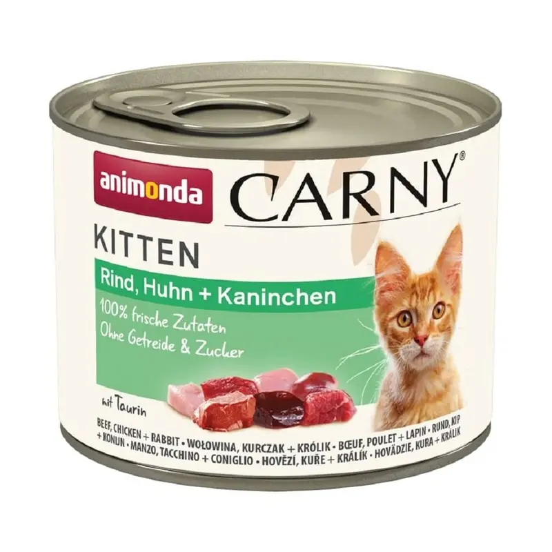 animonda Carny Kitten Wet Cat Food - Beef, Chicken + Rabbit, 200g (Pack of 12)