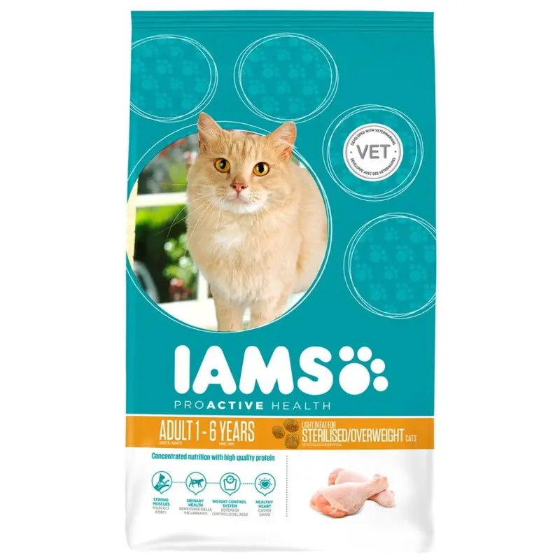 New Iams Vitality In Fat Sterilised Cat With Fresh Chicken Light 4.02E+12 10Kg