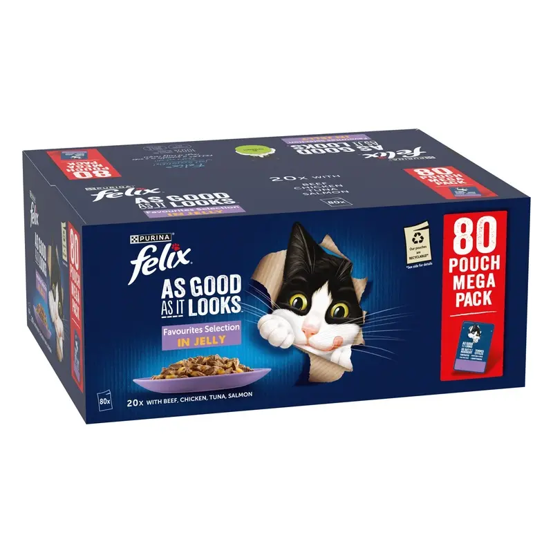 Felix As Good As It Looks Mega Pack 80 X 85G - Favourites Selection In Jelly