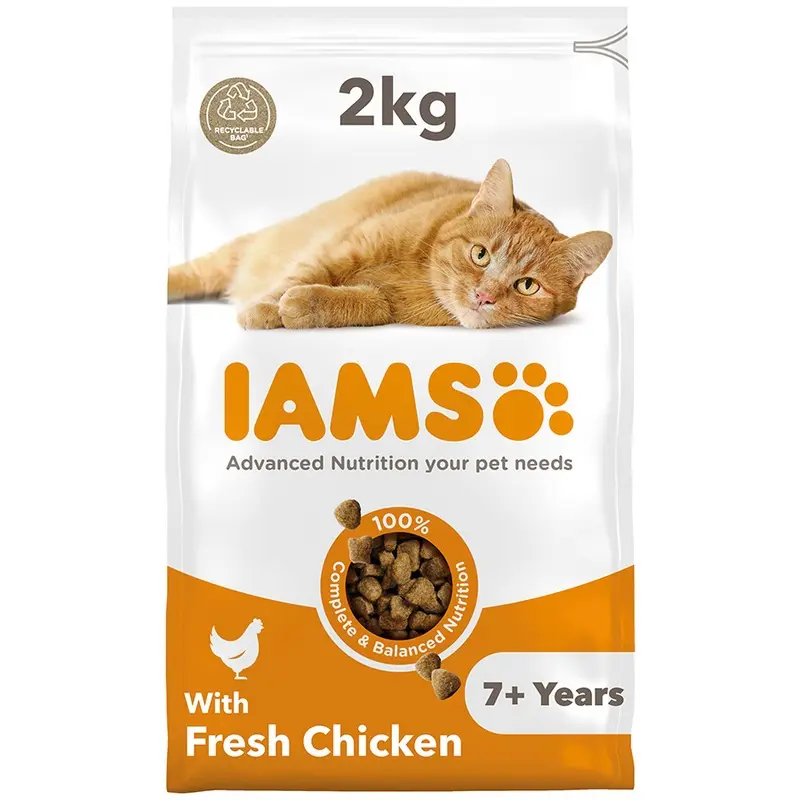 Iams Dry Senior Cat Food Chicken 2Kg