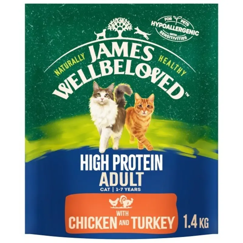 James Wellbeloved High Protein Chicken And Turkey Adult Cat Food - Grain 1.4Kg