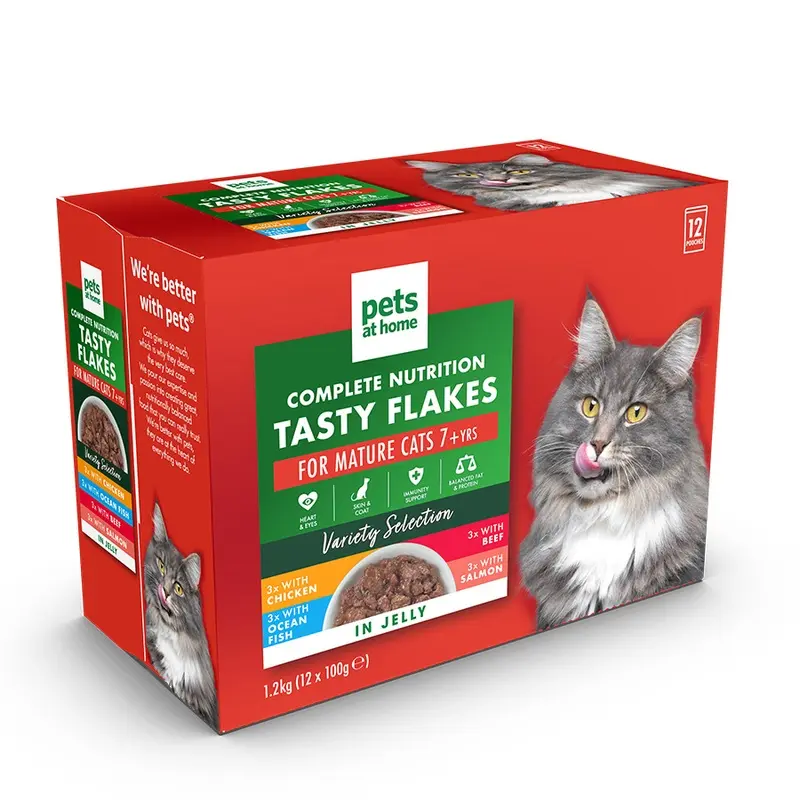 Pets At Home Tasty Flakes Variety Selection In Jelly Wet Mature Cat Food 12X100G