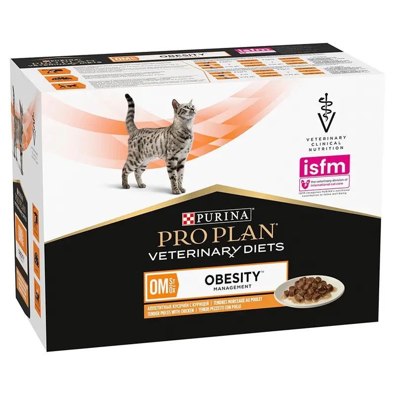 Pro Plan Vet Diet Om Obesity Management Wet Adult Cat Food Chicken 10X85G Cans