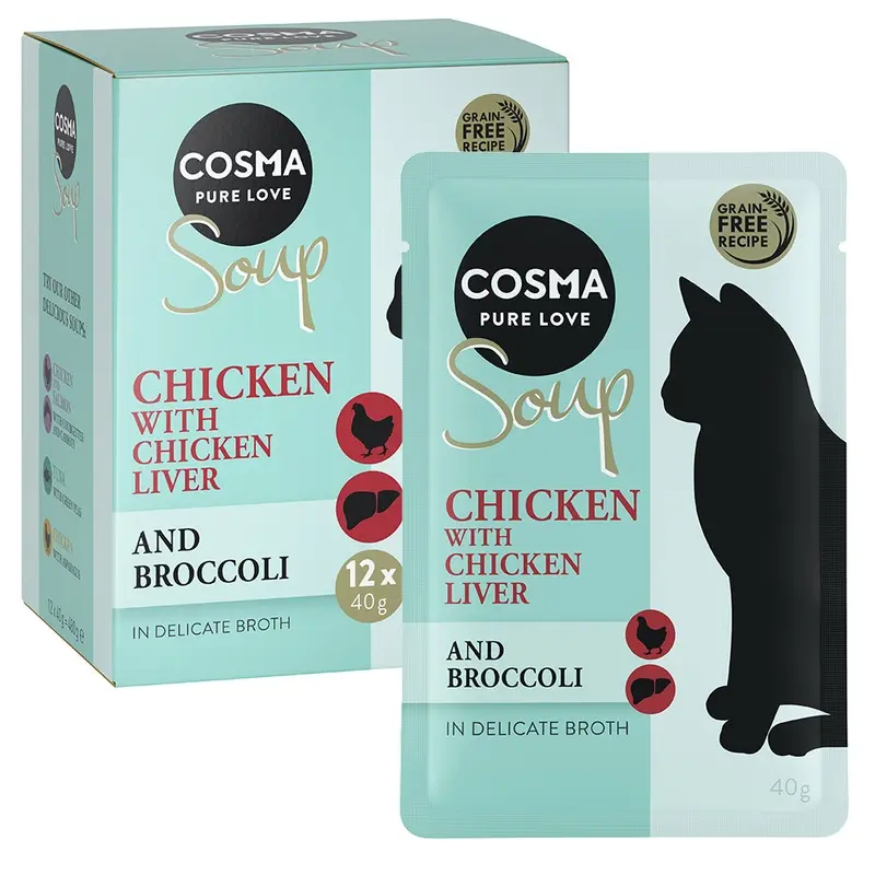 Cosma Soup 12 X 40G - Chicken With Chicken Liver & Broccoli