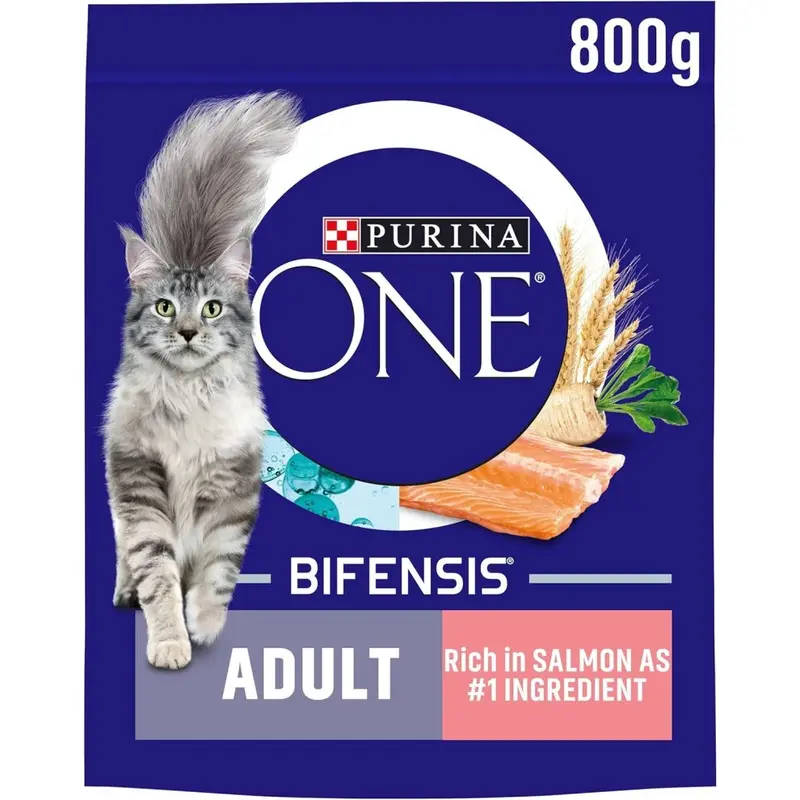 New Purina One Adult Dry Rich In, Pack Of 4 Salmon Cat Food 800G