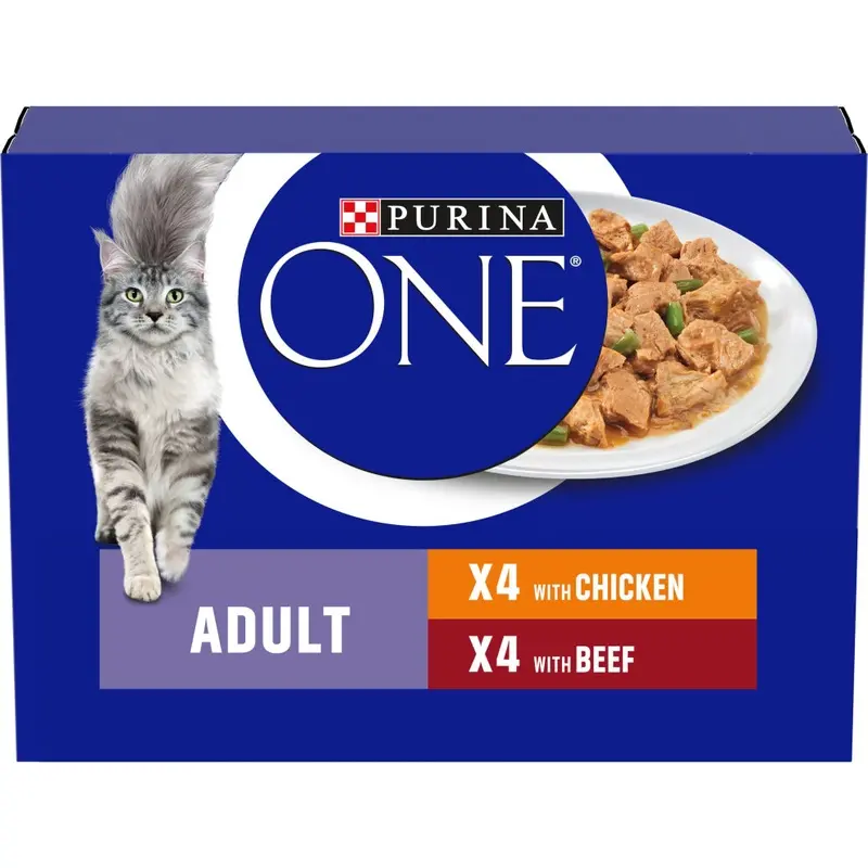 Purina One Adult Cat Food Chicken And Beef 8X85g, Pack Of Size 5