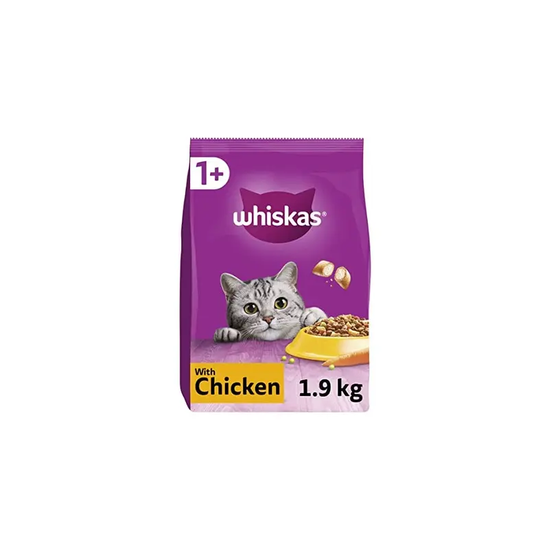 Whiskas 1+ Chicken Pack Of 4 X 1.9 Kg Bags, Adult Cat Dry Food Size 1