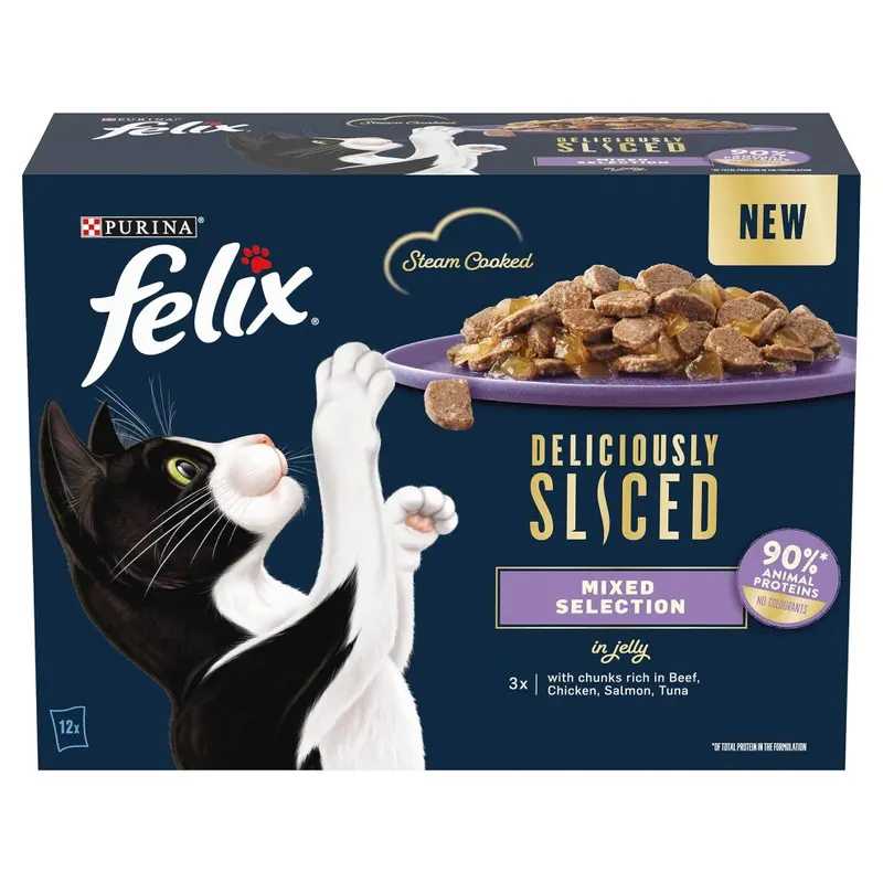 Felix Deliciously Sliced Adult Wet Cat Food Mixed Selection 12X80g, Pack Of Size 4