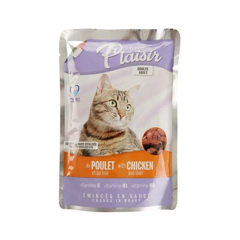 Le Repas Plaisir Wet Cat Food Chunks Chicken & Liver (100 G, For Adult Cat) Size 3