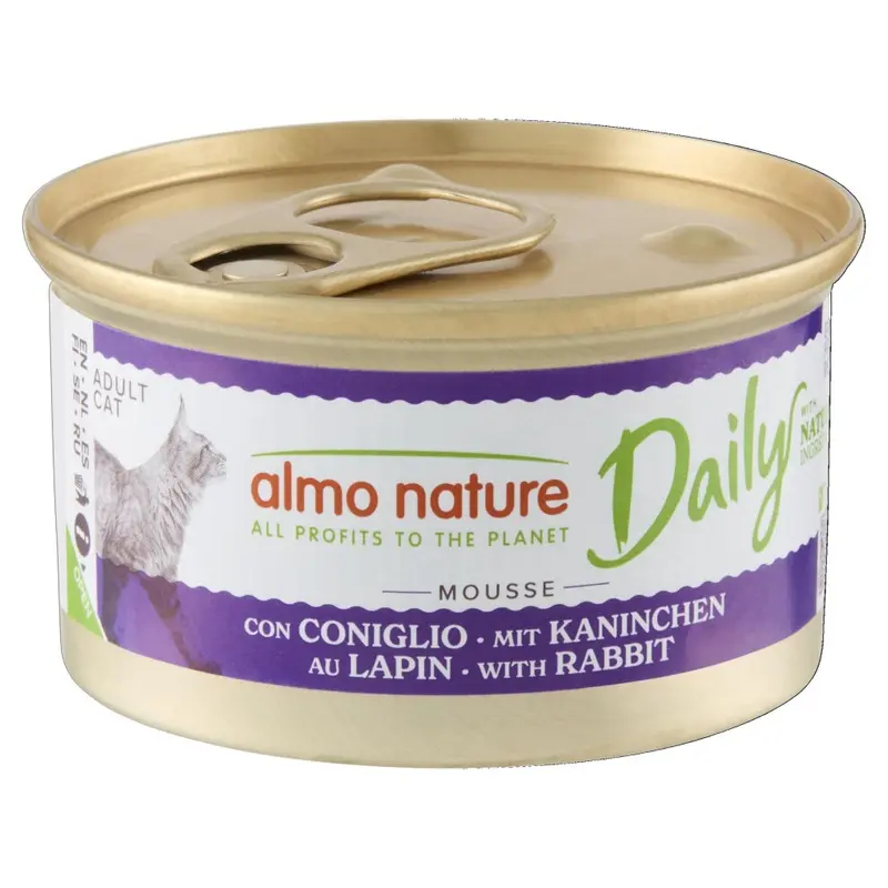 Almo Nature Grain Daily Mousse With Rabbit - Free-(Pack Of X 85G Tins) Size 24
