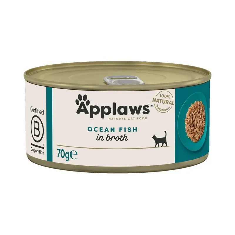 Applaws Natural Ocean Fish In Broth Tins Cat Food - X 70G Size 24